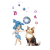 Sweet fairy is playing with cute cat