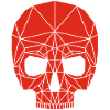 Red robotic skull
