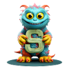 Buntes Monster mit Alphabet Buchstabe S