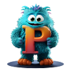 Monstre bleu avec P géant