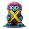 Mehrfarbiges Monster mit X