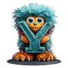 Monster und mit blauer Schrift