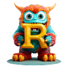 Bunter Monster mit Buchstabe R