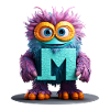Mehrfarbiges Monster mit Buchstabe M