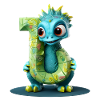 Blauer Drache mit Buchstabe J Alphabet
