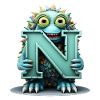 N Bunt mit Monster gewebt
