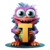 Buntes Monster mit Buchstabe T