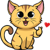 Gatto sveglio con il segno del cuore