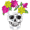 Totenkopf mit Blumen