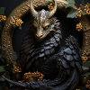 Drache schwarz gold
