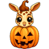 Kawaii Halloween giraffe with pumpkin
