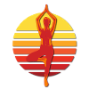 Yoga Pose with retro sunset