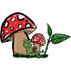 Frog reads under mushroom