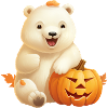 Halloween polar bear with pumpkin