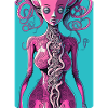 Mystical Pink Half-Woman, Half-Octopus