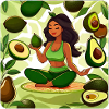 Yoga woman with avocado fruit