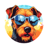 Bunte Airedale Terrier mit Sonnenbrille