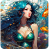 Cute mermaid with fish