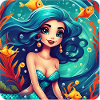 Cute mermaid with fish
