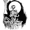 Skeleton waiting and Moon Halloween