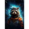 Raccoon in a spacesuit