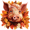 Schweingesicht im bunten Herbstlaub