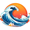 the wave in the sunset