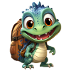 Dino boy with backpack.
