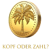 Goldener Münzwurf „Kopf oder Zahl?“ deutsch