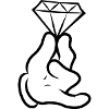Comic-Hand mit Diamant