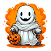 Cute Halloween ghost with pumpkin