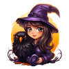 Cute little witch with raven