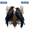Hugin e Munin, i corvi di Odino (con iscrizione)