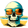 Skull with sunglasses on Beach