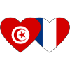 Tunisia France Flag Heart