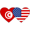 Tunisia USA Flag Heart