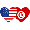 USA Tunisia Flag Heart