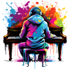 Claviériste avec casque style graffiti