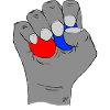 Red and blue testicles.