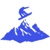 Snowboard motif with mountain scenery Freestyle