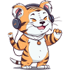 Dancing tiger with headphones