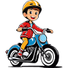 Little boy riding motorcycle