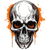 Orange Skull Splatter Gothic