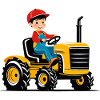 Boy driving tractor