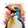 Pinguin in bunter Aufruhr