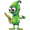 Green Alien Meets Funny Banana