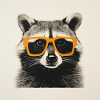 Cute raccoon with glasses