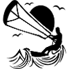 Kitesurfer silhouette, kitesurfing adventure design