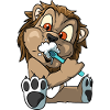 Lion brushes his teeth