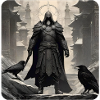 Proud dark knight with ravens